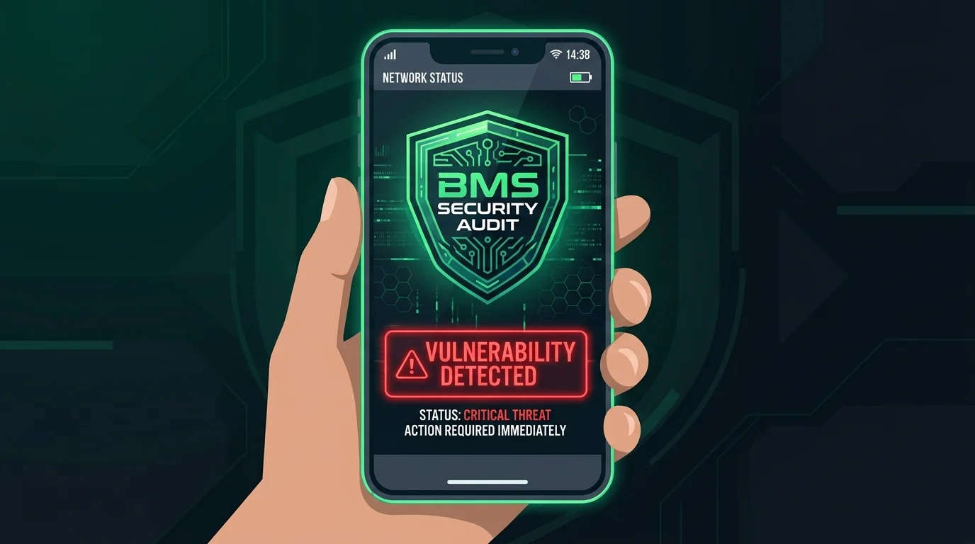 BatBMS App security warning log on dashboard